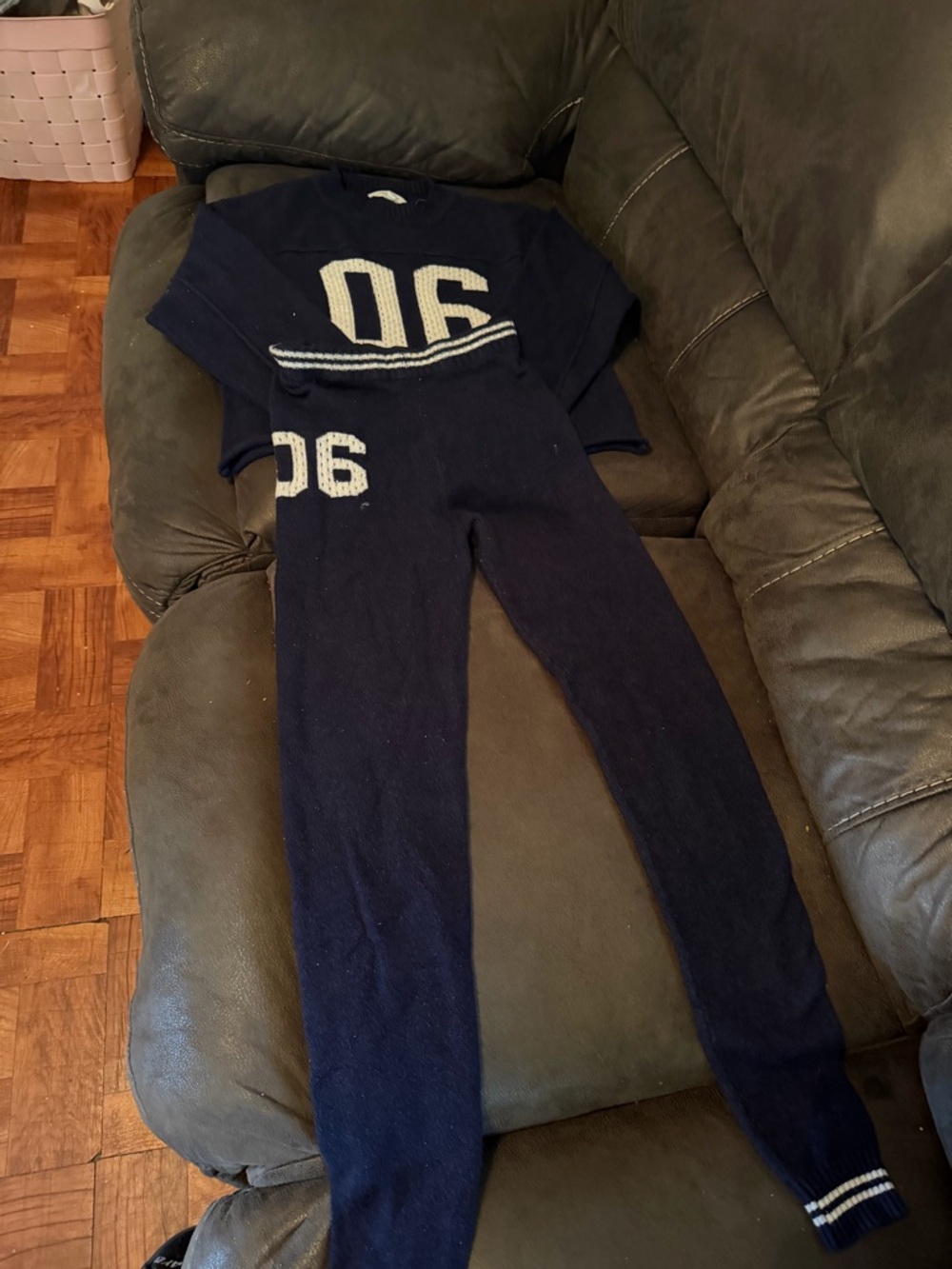Navy Knit Two-Piece Set with Number 06